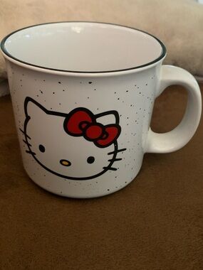 Hello Kitty White Ceramic Mug with Red Bow and Black Trim